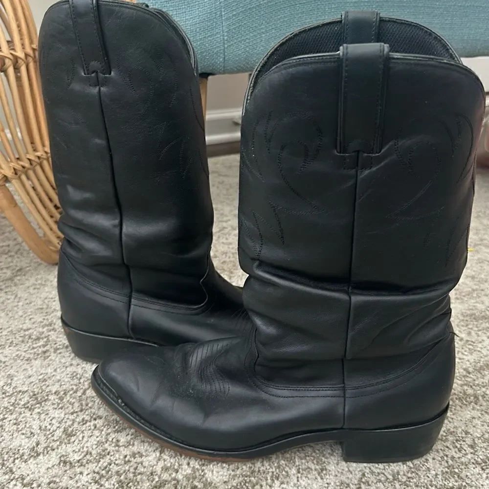 Durango Black Mens Leather Cowboy Boots 10.5D